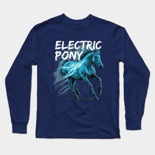 Blue Electric Pony Long Sleeve T-Shirt